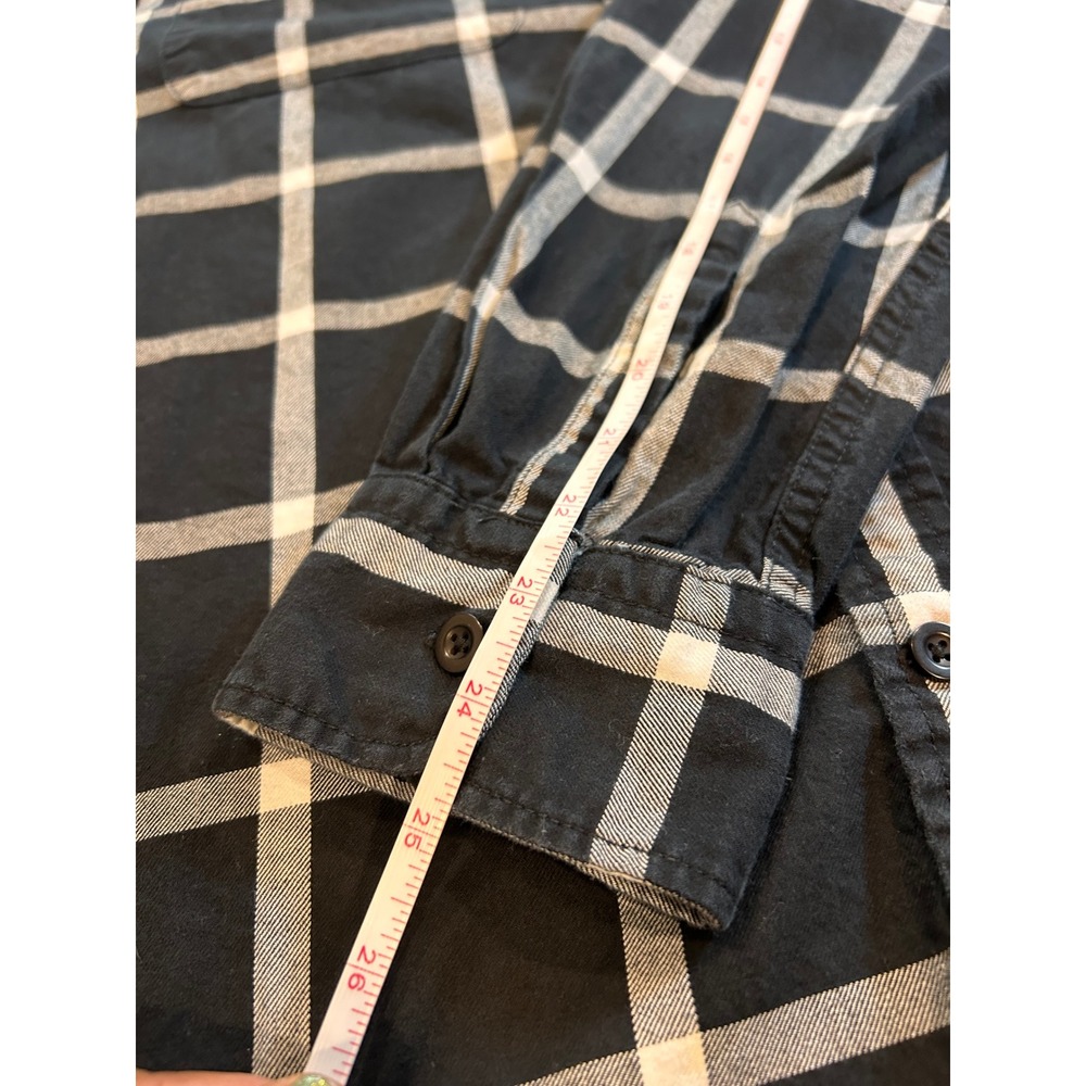 Gap Mens XL Black White Windowpane Plaid Cotton Long Sleeve Button Down Shirt - Picture 6 of 9